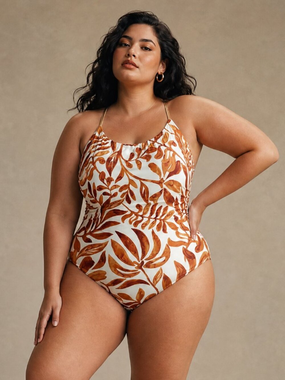 Seea Orange and Cream Swimsuit